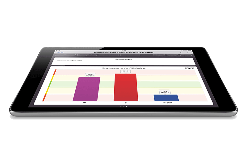 HRV Messung, Daten auf Tablet